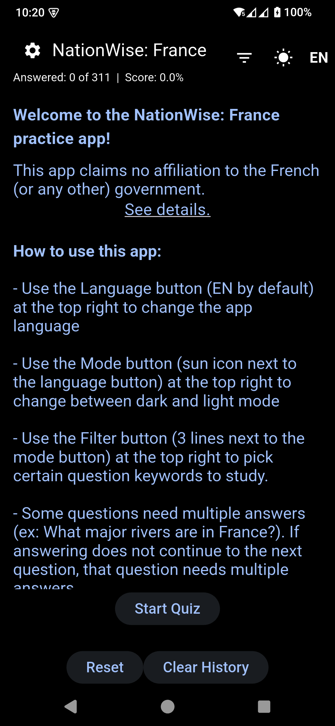 NationWise: France intro screen.